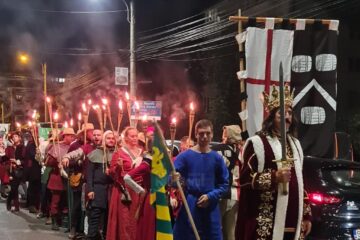 Petrea Dulgheru, în rolul lui Ștefan cel Mare, în cadrul paradei spectacol