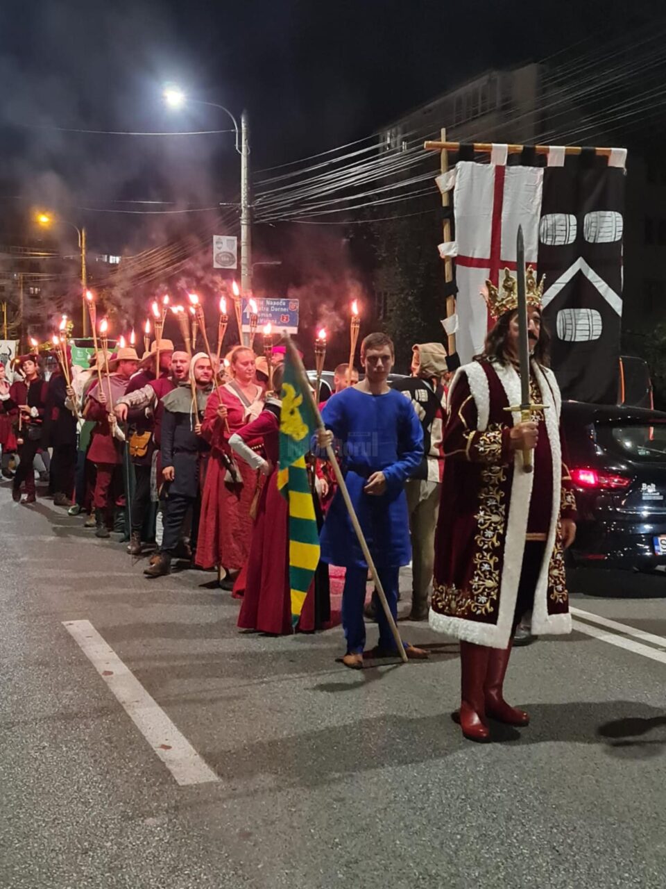Petrea Dulgheru, în rolul lui Ștefan cel Mare, în cadrul paradei spectacol