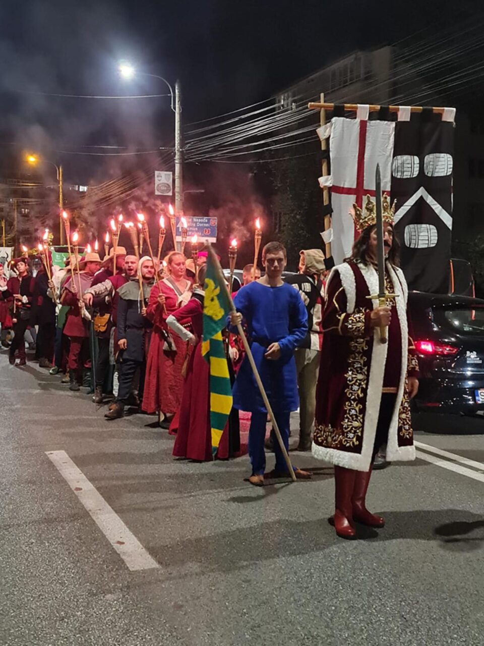 Petrea Dulgheru, în rolul lui Ștefan cel Mare, în cadrul paradei spectacol