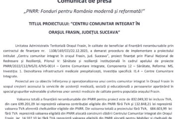 TITLUL PROIECTULUI: “CENTRU COMUNITAR INTEGRAT ÎN ORAȘUL FRASIN, JUDEȚUL SUCEAVA”