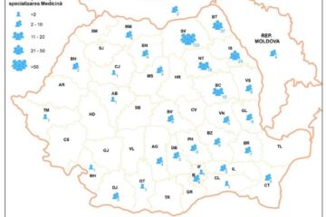 Distribuția geografică a candidaților înscriși la admiterea pentru programul de Medicină al USV, pe baza datelor din 11 septembrie. Foto - Facebook prof. univ. dr. rector Mihai Dimian