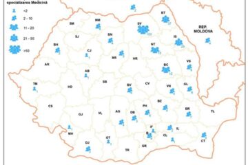 Distribuția geografică a candidaților înscriși la admiterea pentru programul de Medicină al USV, pe baza datelor din 11 septembrie. Foto - Facebook prof. univ. dr. rector Mihai Dimian