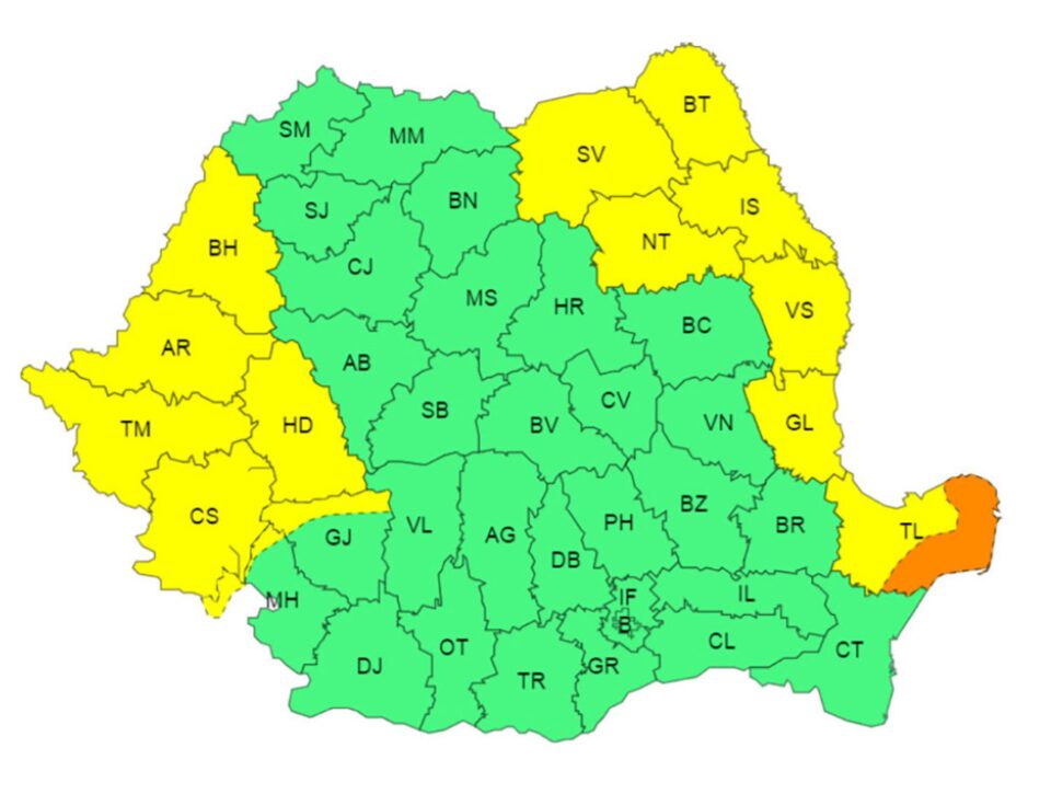 Avertizare meteo de tip cod galben în intervalul 15 septembrie, ora 16.00 – 16 septembrie, ora 10.00 Avertizare meteo de tip cod galben în intervalul 15 septembrie, ora 16.00 – 16 septembrie, ora 10.00