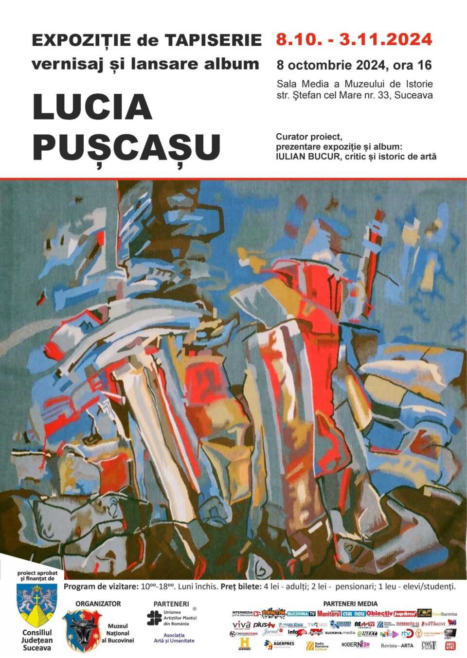 Expoziție de tapiserie, la Muzeul de Istorie. Lansarea albumului de artă „Lucia Pușcașu - Tapiserie” Expoziție de tapiserie, la Muzeul de Istorie. Lansarea albumului de artă „Lucia Pușcașu - Tapiserie”