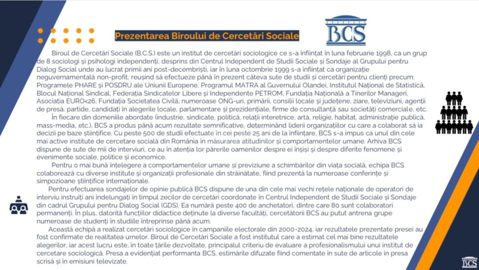 Sondajul realizat de Biroul de Cercetări Sociale