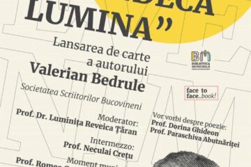 Poetul Valerian Bedrule își lansează volumul „Aș vindeca lumina”, la Biblioteca Municipală Câmpulung Moldovenesc