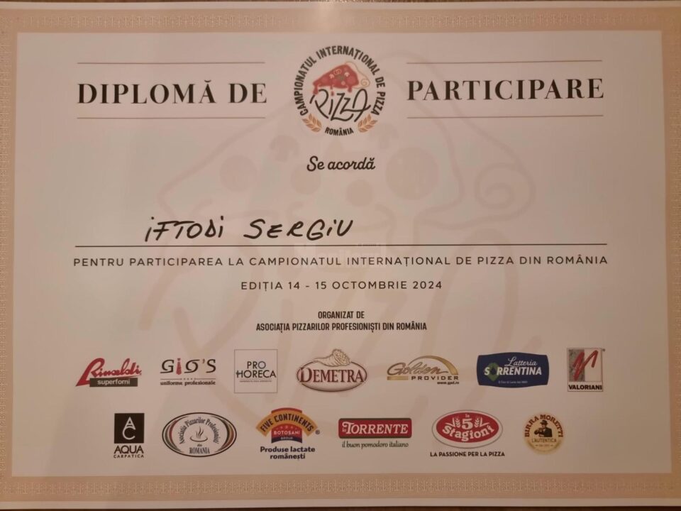 Sergiu Iftodi, managerul pizzeriei Industrial Pizza din Suceava, a participat la a treia ediție a Campionatului Internațional de Pizza
