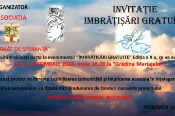 Evenimentul caritabil „Îmbrățișări Gratuite”, în ultima zi din octombrie, la Câmpulung Moldovenesc