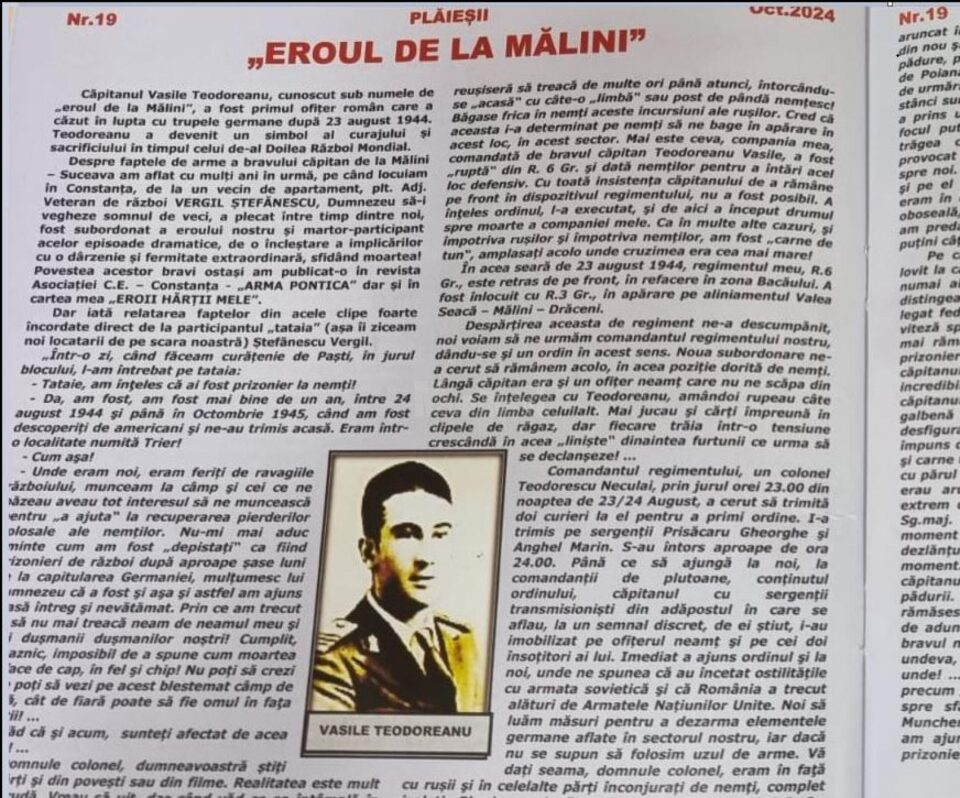 Revista ”Plăieșii” aduce în atenție dramele și poveștile unor eroi locali, cu prilejul Zilei Armatei Române