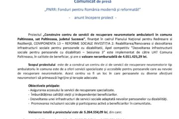 „PNRR: Fonduri pentru România modernă și reformată!” - anunt începere proiect -