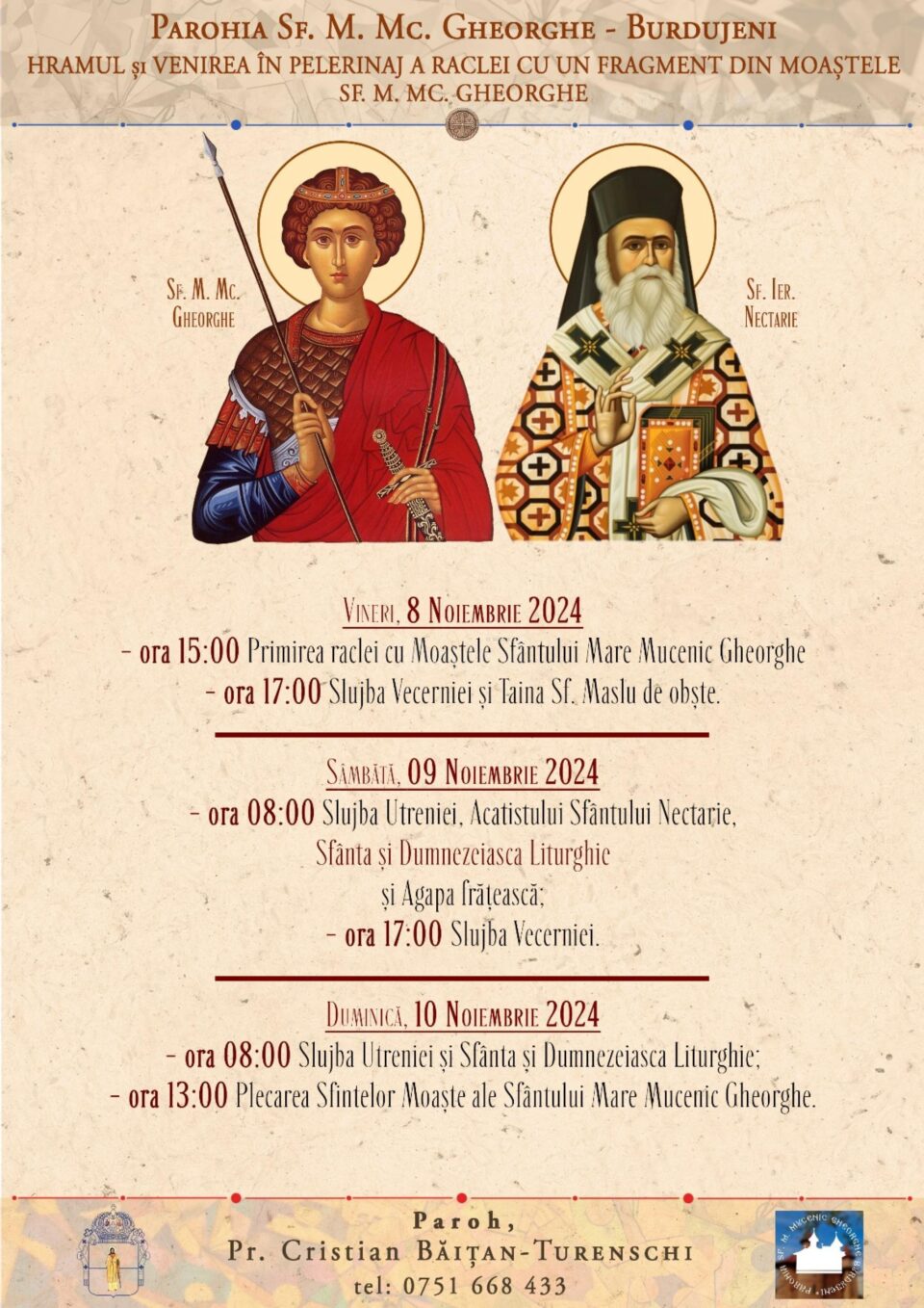 Racla cu un fragment din moaștele Sf. M. Mc. Gheorghe va ajunge vineri la Parohia Sf. M. Mc. Gheorghe - Burdujeni Racla cu un fragment din moaștele Sf. M. Mc. Gheorghe va ajunge vineri la Parohia Sf. M. Mc. Gheorghe - Burdujeni