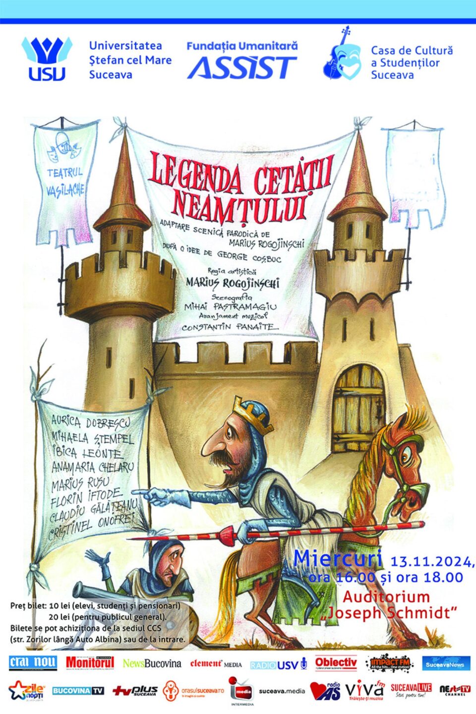 „Legenda Cetății Neamțului”, spectacol pentru copii, miercuri, la USV