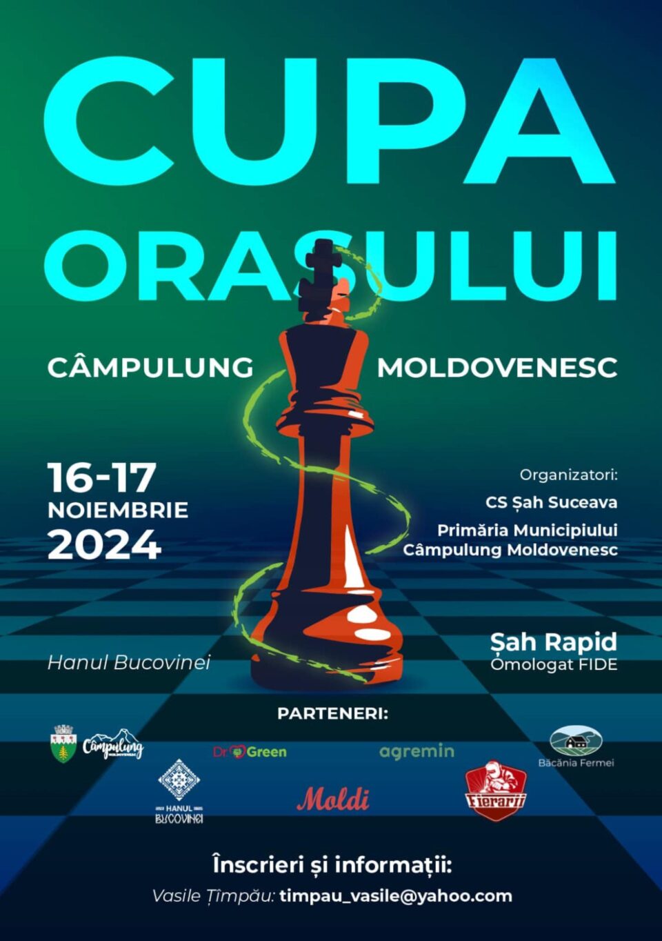 Turneul de șah „Cupa orașului Câmpulung Moldovenesc”, ediția a II-a, va aduce la start 100 de jucători Turneul de șah „Cupa orașului Câmpulung Moldovenesc”, ediția a II-a, va aduce la start 100 de jucători