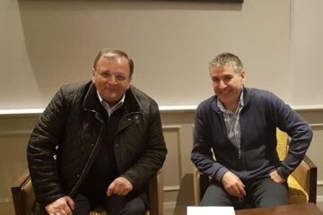 Liderul PNL Suceava, Gheorghe Flutur, și primarul orașului Siret, Adrian Popoiu