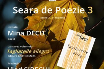 Poeta Mina Decu, invitată, sâmbătă, la Seara de poezie, organizată de Casa de Poezie Light of ink