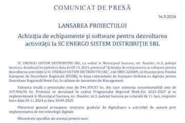 LANSAREA PROIECTULUI Achiziția de echipamente și software pentru dezvoltarea activității la SC ENERGO SISTEM DISTRIBUȚIE SRL