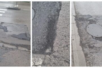 Reparații „de mântuială” a gropilor și gurilor de canal de pe strada Traian Vuia