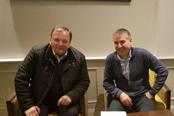 Liderul PNL Suceava, Gheorghe Flutur, și primarul orașului Siret, Adrian Popoiu