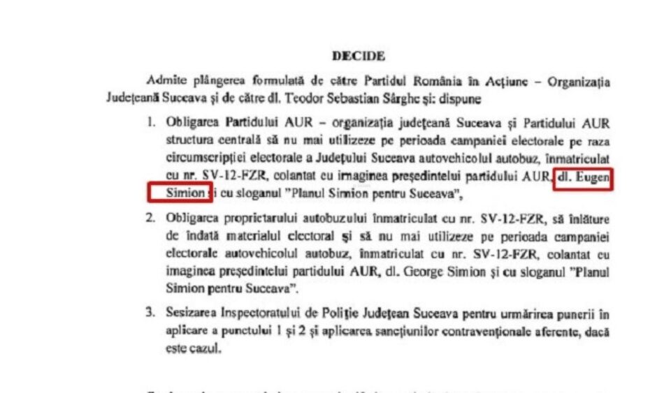 Biroul Electoral Județean Suceava l-a confundat pe președintele AUR George Simion cu regretatul academician Eugen Simion