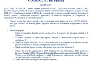 Digitalizarea activitatii firmei ALTFEL DESIGN SRL prin achizitia de solutii si echipamente digitale