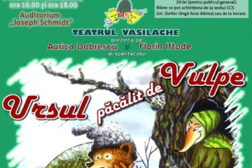 Ursul păcălit de vulpe, spectacol pentru copii, pe scena Universității