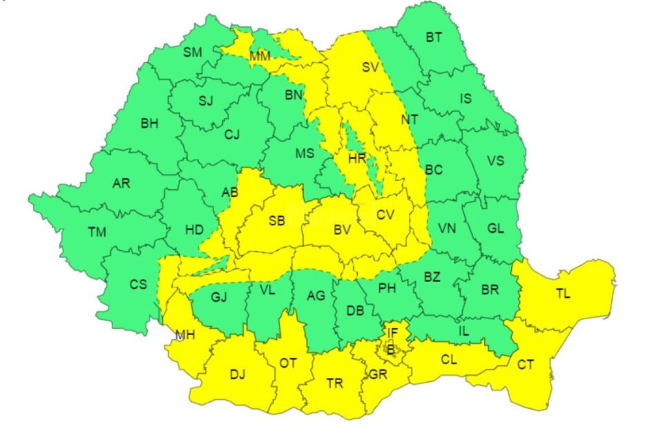 Cod galben anunțat pentru 21 noiembrie