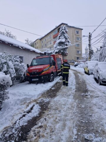 Arbori rupți, crengi căzute și mașini avariate, din cauza greutății zăpezii