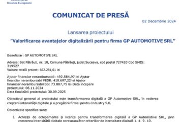 ”Valorificarea avantajelor digitalizării pentru firma GP AUTOMOTIVE SRL”