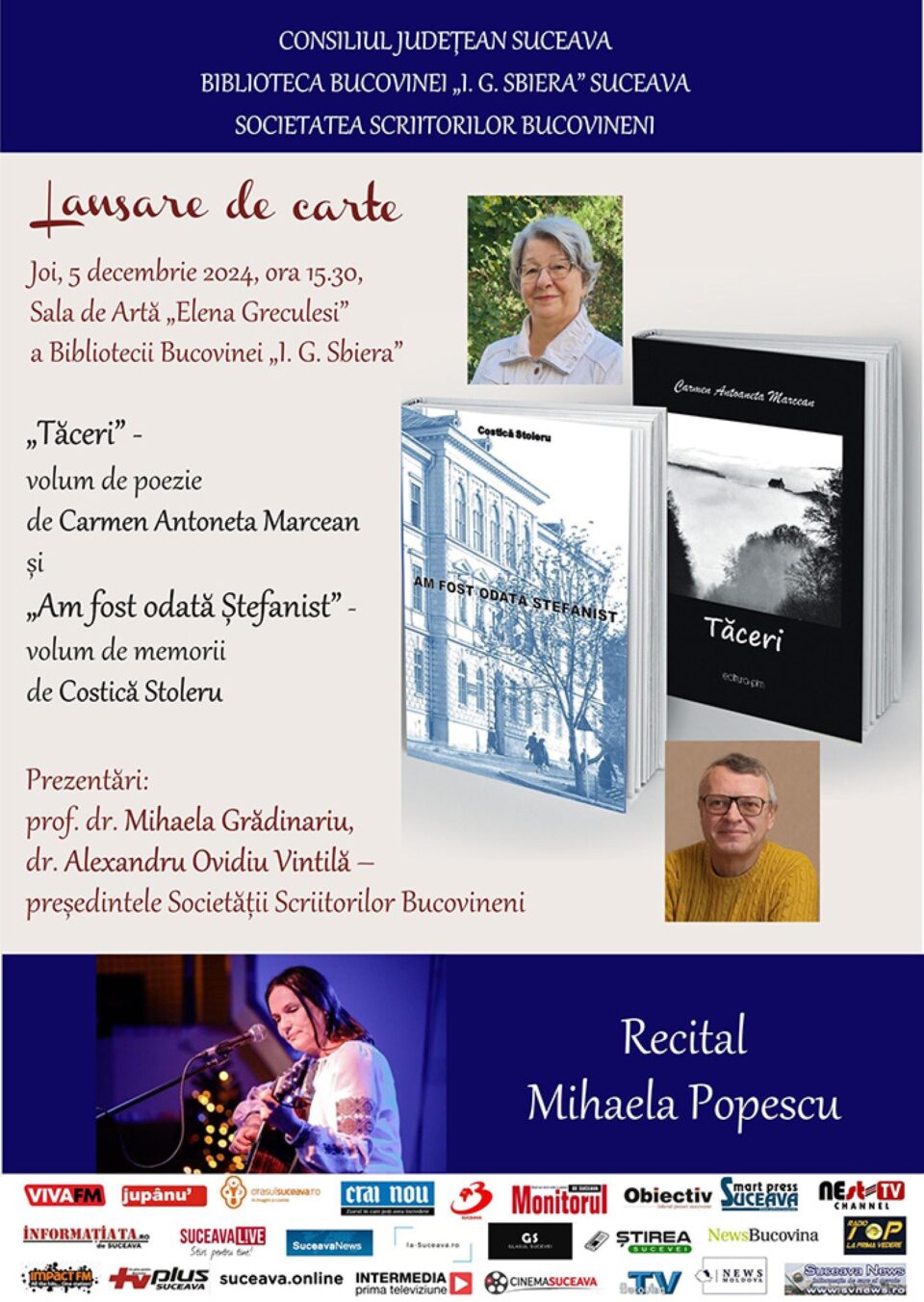„Tăceri”, și „Am fost odată Ștefanist”, lansări de carte, joi, la Biblioteca Bucovinei „Tăceri”, și „Am fost odată Ștefanist”, lansări de carte, joi, la Biblioteca Bucovinei
