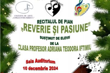 Recitalul de pian ,,Reverie și Pasiune”, marți, la Colegiul de Artă Suceava