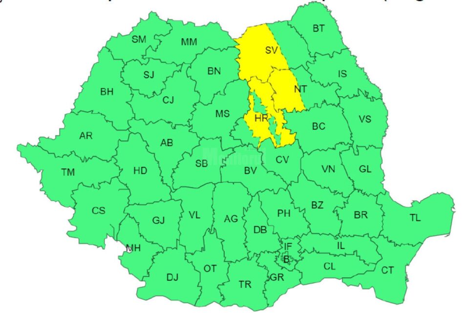 Cod galben de ninsori în Suceava, Neamț și Harghita