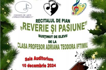 Recitalul de pian ,,Reverie și Pasiune”, marți, la Colegiul de Artă Suceava