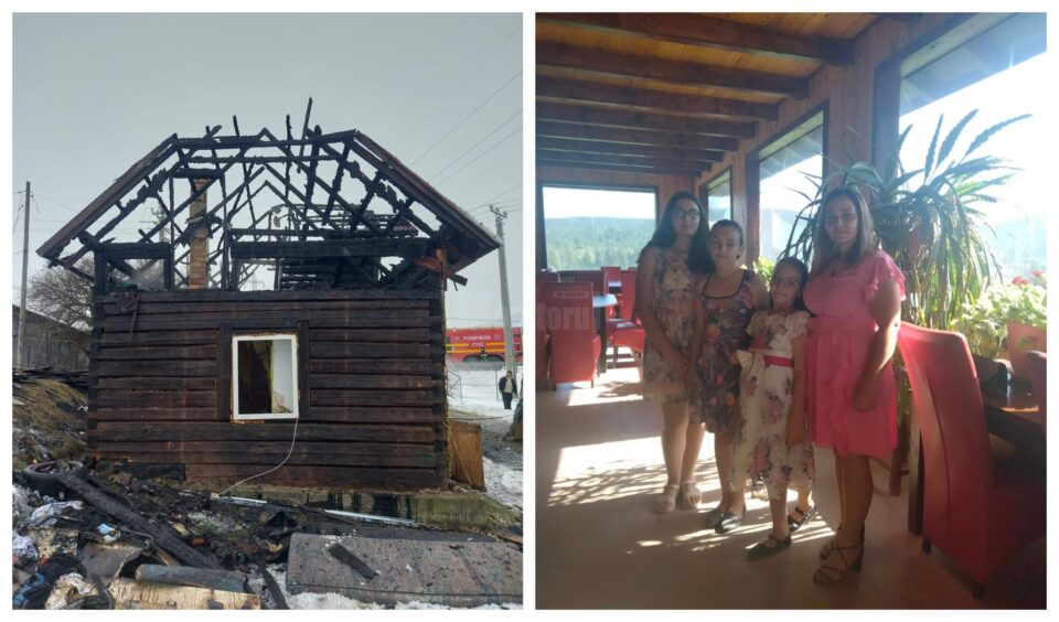 O mamă și trei fete au rămas fără cămin după incendiul de la Dorna Candrenilor