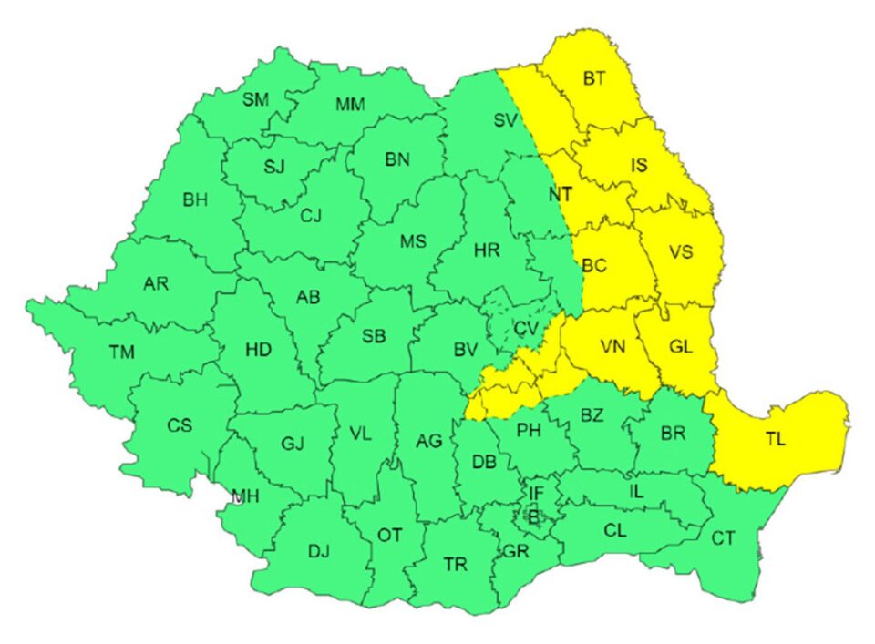 Cod galben de intensificări ale vântului și zăpadă viscolită, la munte
