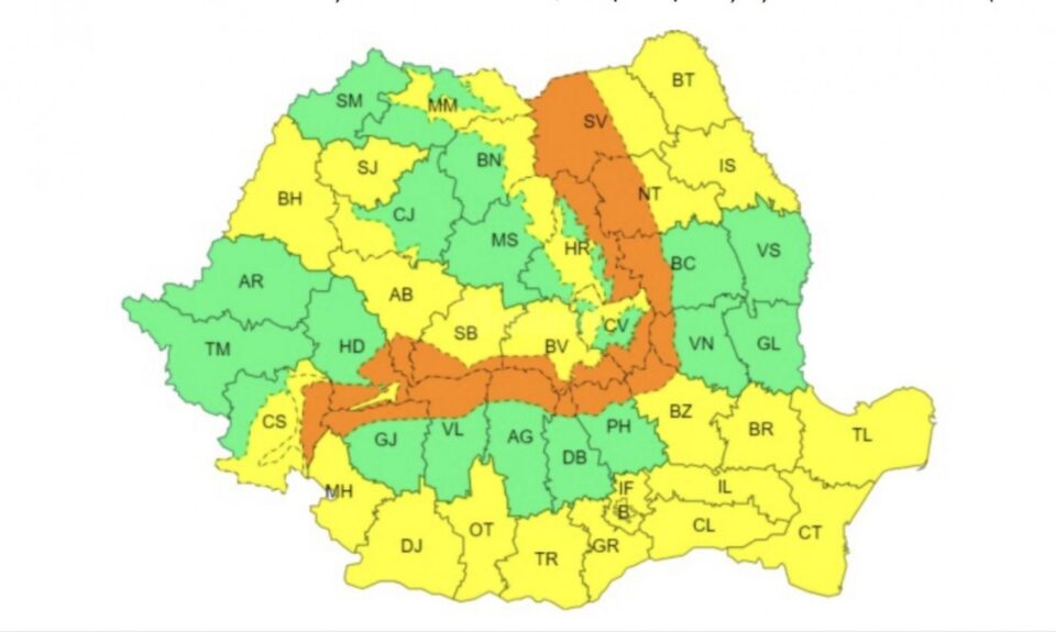 Hartă avertizare meteo