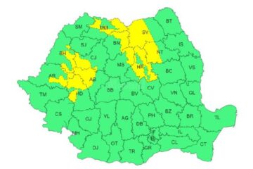 Atenționare meteo de vânt și ploi și cod galben în zona de munte, unde vor fi rafale de până la 120 km/h