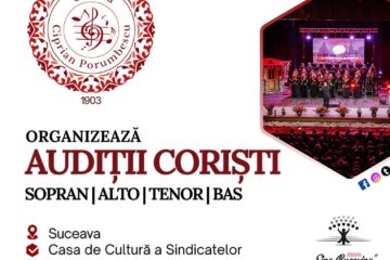 Corala „Ciprian Porumbescu” organizează audiții pentru noi coriști, la Casa de Cultură a Sindicatelor Suceava