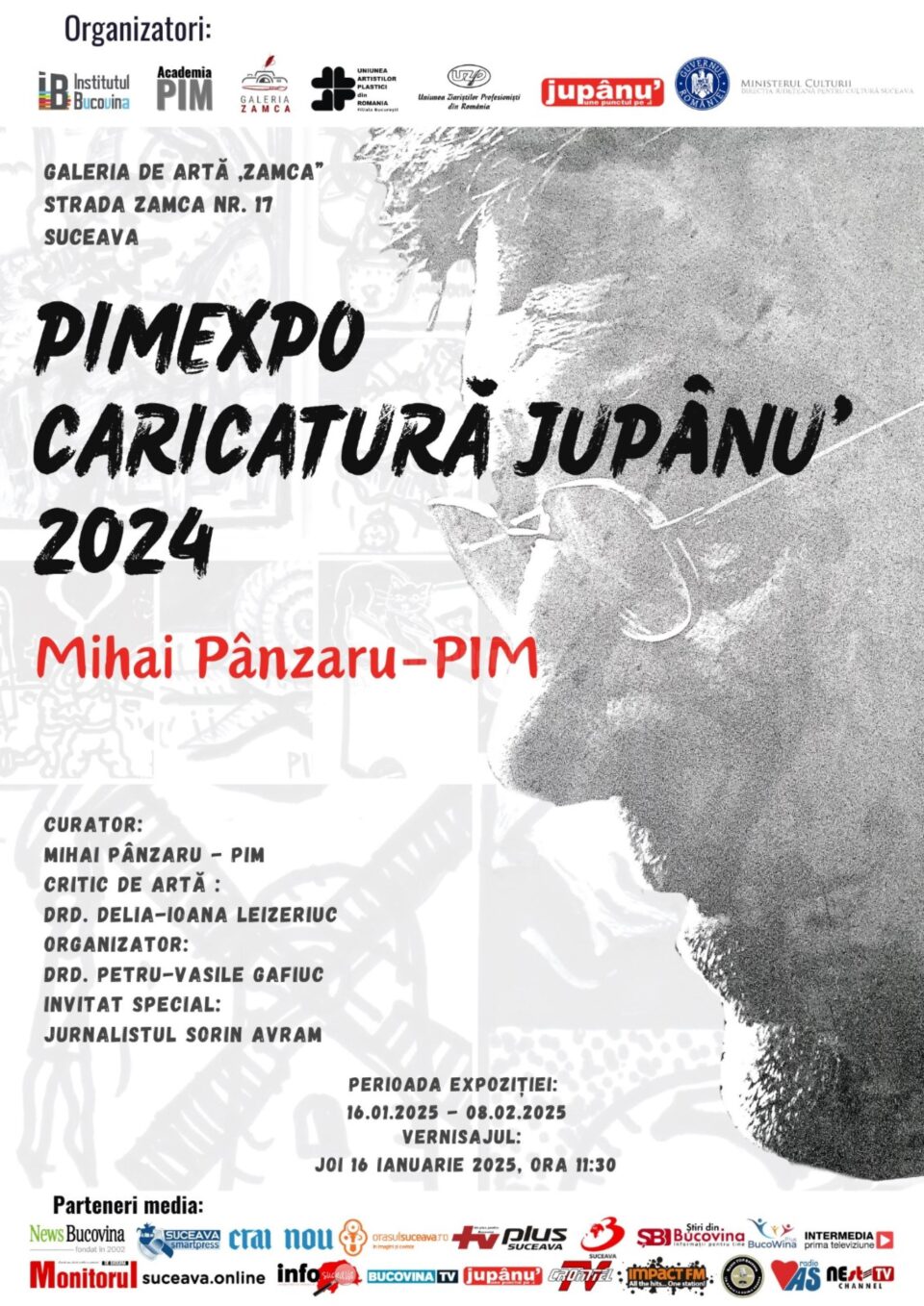 Expoziție de caricatură - retrospectivă Jupânu 2024, realizată de maestrul Mihai Pânzaru-PIM, la Galeria Zamca Expoziție de caricatură - retrospectivă Jupânu 2024, realizată de maestrul Mihai Pânzaru-PIM, la Galeria Zamca