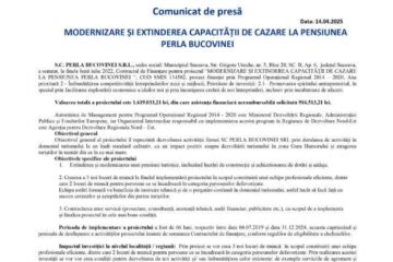 MODERNIZARE ȘI EXTINDEREA CAPACITĂȚII DE CAZARE LA PENSIUNEA PERLA BUCOVINEI