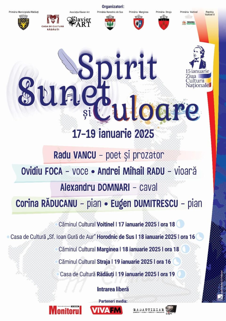 Evenimente culturale, sub genericul ,,Spirit, Sunet și Culoare”, în mai multe localități sucevene din zona Rădăuți Evenimente culturale, sub genericul ,,Spirit, Sunet și Culoare”, în mai multe localități sucevene din zona Rădăuți