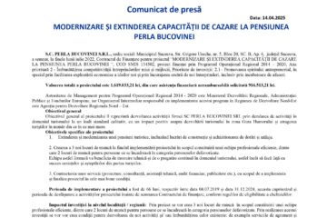 MODERNIZARE ȘI EXTINDEREA CAPACITĂȚII DE CAZARE LA PENSIUNEA PERLA BUCOVINEI