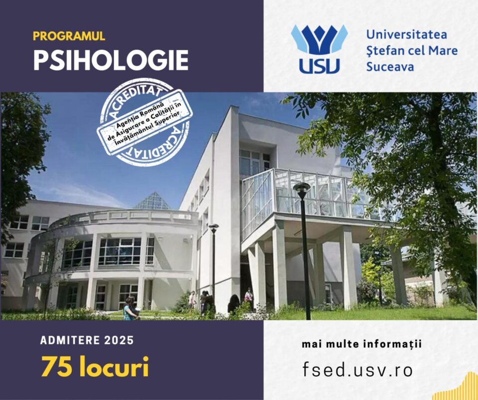 Programul de studii Psihologie, nou acreditat în cadrul Facultății de Științe ale Educației din USV Programul de studii Psihologie, nou acreditat în cadrul Facultății de Științe ale Educației din USV