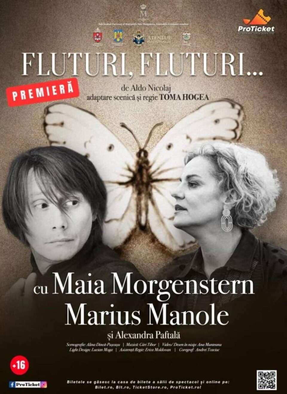 „Fluturi, Fluturi”, premieră cu Maia Morgenstern, Marius Manole și Alexandra Paftală, la Suceava „Fluturi, Fluturi”, premieră cu Maia Morgenstern, Marius Manole și Alexandra Paftală, la Suceava