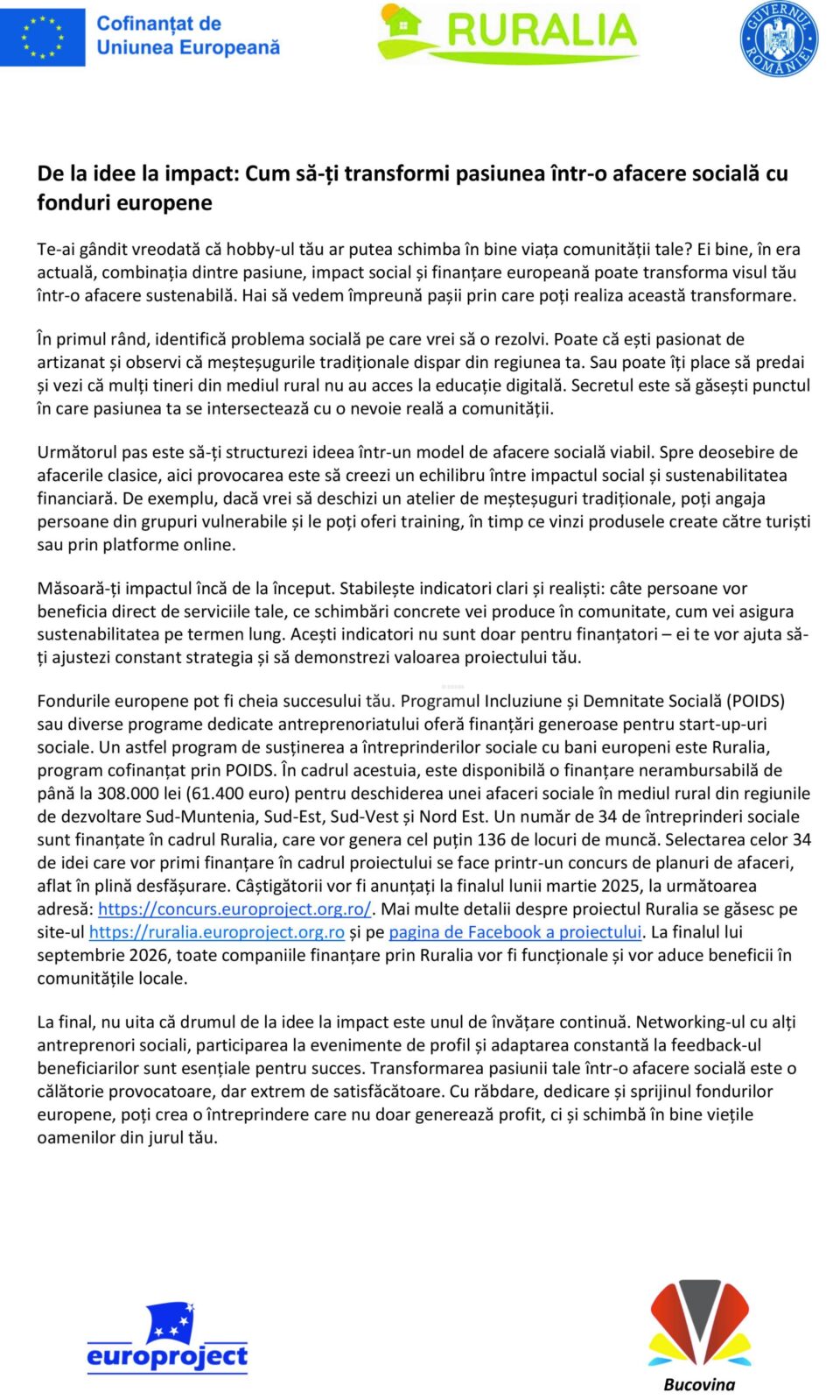 De la idee la impact: Cum să-ți transformi pasiunea într-o afacere socială cu fonduri europene De la idee la impact: Cum să-ți transformi pasiunea într-o afacere socială cu fonduri europene