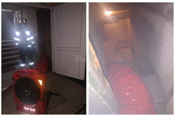 Pompierii au ventilat subsolul pentru eliminarea fumului și a gazelor toxice