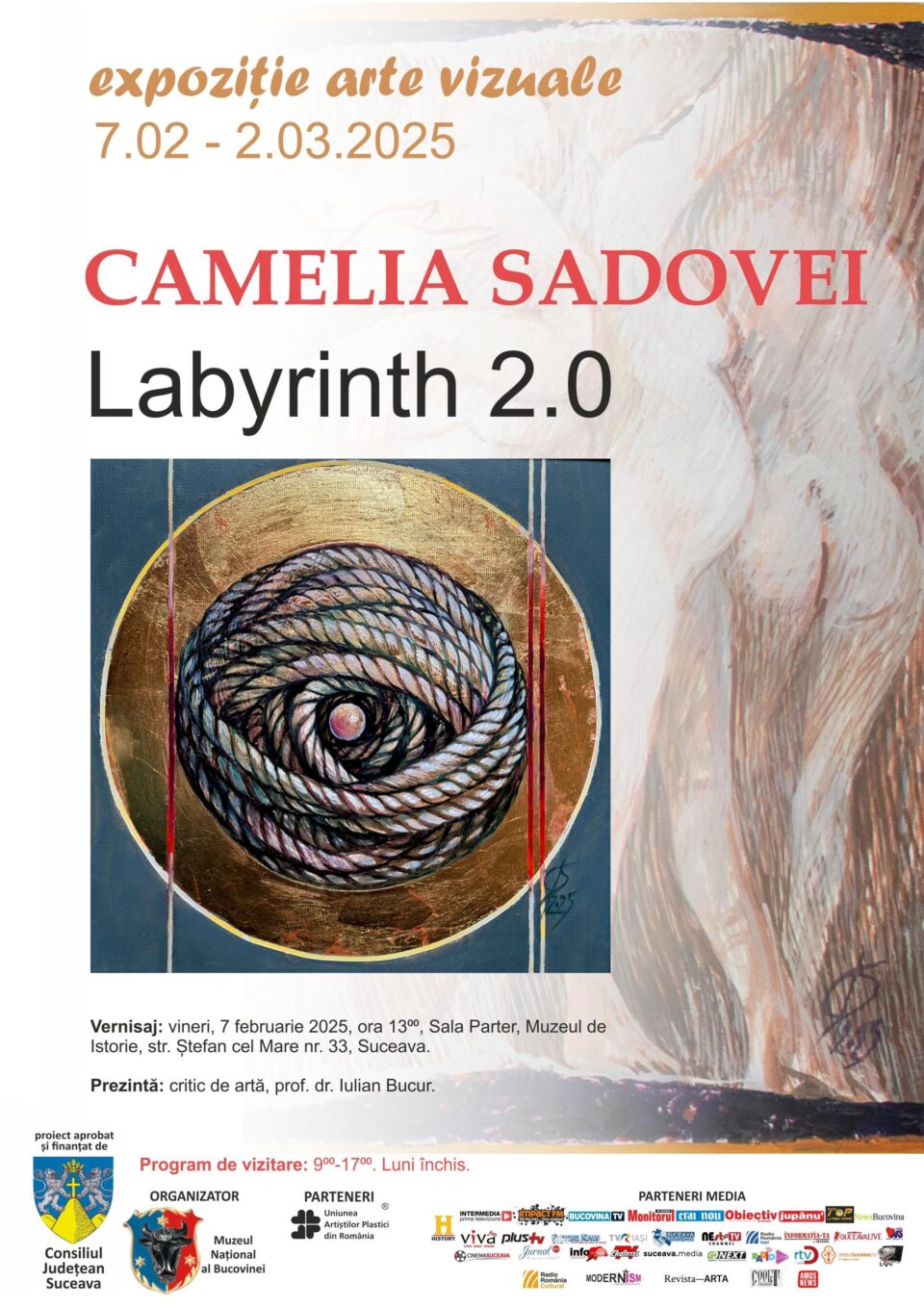 Expoziția personală a artistei Camelia Sadovei – „Labyrinth 2.0”, vineri, la Muzeul de Istorie Expoziția personală a artistei Camelia Sadovei – „Labyrinth 2.0”, vineri, la Muzeul de Istorie