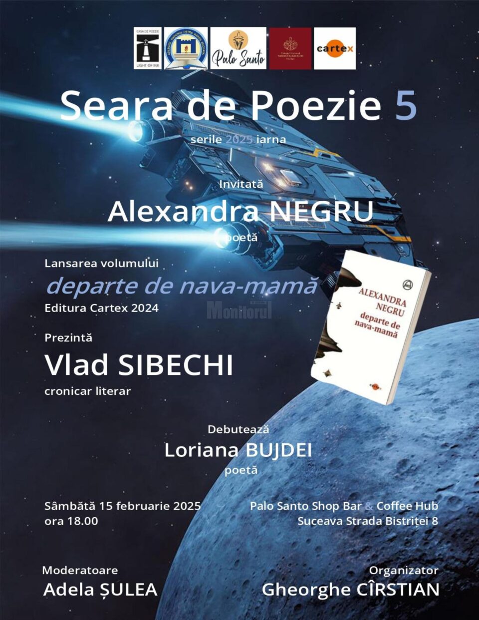 Poeta Alexandra Negru își lansează volumul „departe de nava-mamă”, la Seara de Poezie organizată de Casa de Poezie Light of ink Poeta Alexandra Negru își lansează volumul „departe de nava-mamă”, la Seara de Poezie organizată de Casa de Poezie Light of ink