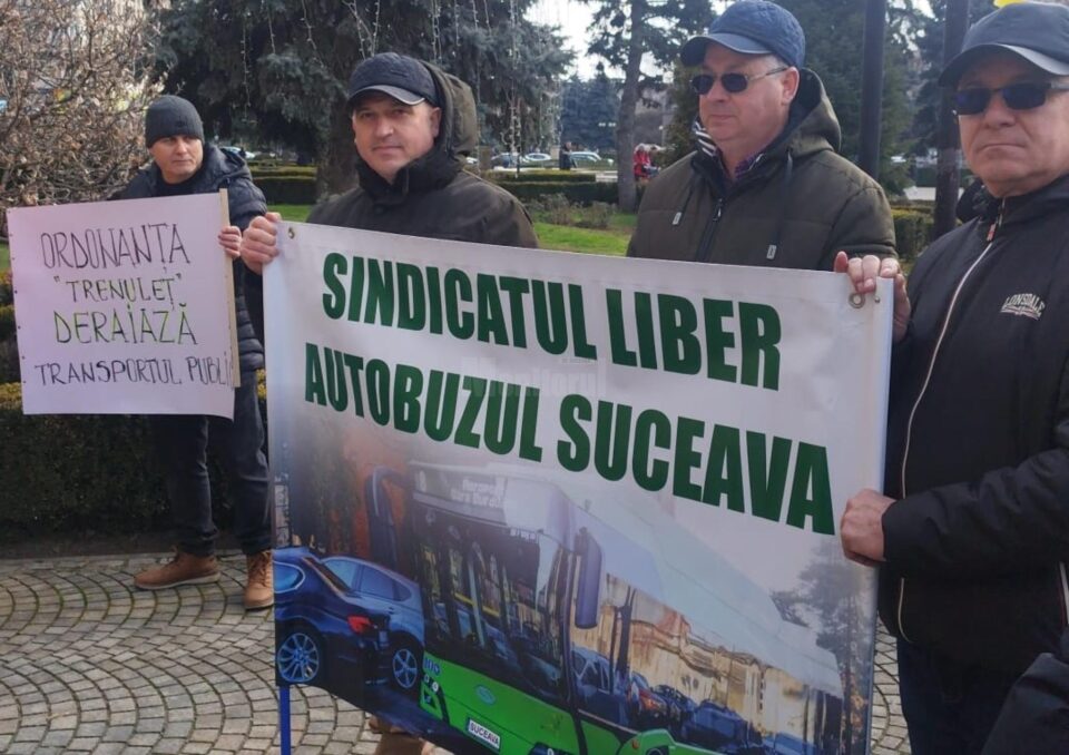 Sindicaliștii suceveni din transportul public la protestul organizat la Ploiești împotriva efectelor Ordonanței ”Trenuleț”
