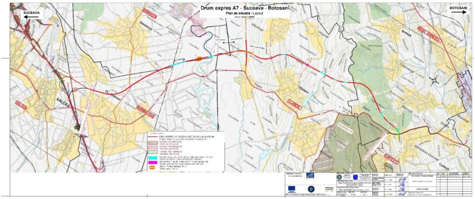 Traseul viitorului drum expres A7 - Suceava - Botoșani