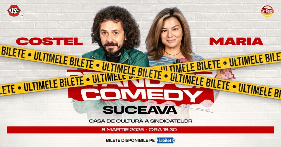 Stand-up cu Maria și Costel, pe 8 martie, pe scena Casei de Cultură
